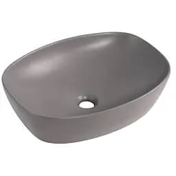 Раковина накладная Qtap Robin Stone grey, прямоугольная, с донным клапаном QT04116302SG