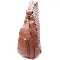 Женская сумка Vintage из экокожи с акцентом на текстильном ремне 18х33х10 см sum0026946