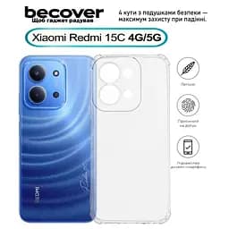 Чохол до мобільного телефона BeCover Anti-Shock Xiaomi Redmi 15C 4G/5G Clear (713812) - мініатюра 3