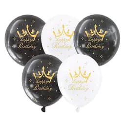 Кулька повітряна латексна з принтом 30 см (25) Корона на День Народження, IDEA7-PB-35