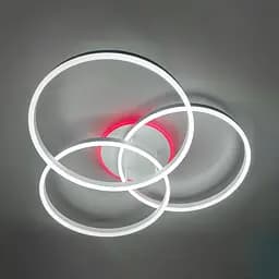 Світлодіодна біла люстра на 3 кільця 77х80 см з пультом та RGB підсвіткою | Line F | Арт. A55067/3A RGB WT