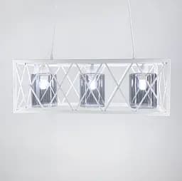 Люстра в металевому білому каркасі на 3 плафони Line.F Колір плафона Графітовий