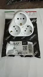 Тройник с заземлением "Цветок" белый 16А (10шт/уп 100шт/ящ) (20090) LM*