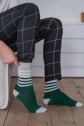 Носки с принтом полоски высокие бесшовные качественные ORGANIC cotton JILL ANTONY Зеленый, 39-41