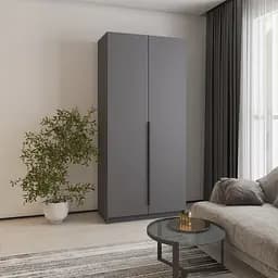 Шкаф 2-дверный MebelStar Оскар ДСП BG, стандарт 100x52x220 см Антрацит (MBS-4480)