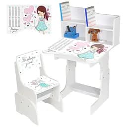 Детская парта Bambi N 2071-8-1 Fashion Girl с таблицей умножения и стульчиком белая