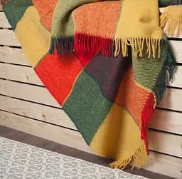 Плед вовняний Vladi Ельф 170х210 яскраво.жовто-червоно-зелений 1 (1089)