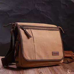 Містка текстильна сумка для ноутбука 13" через плече Vintage 22201коричнева - мініатюра 7