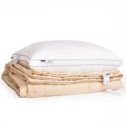 Набір MirSon вовна №9552 Gold Camel Hand Made Woo літо ковдра 140х205 см + подушка білий (2200010806427)