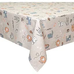 Скатерть Home Line Кот на кухне полупанама 150х120 см бежевая (175269)