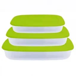 Набір контейнерів для харчових продуктів 3 до 1 Stenson 3 шт. прямокутні оливкові (25581)