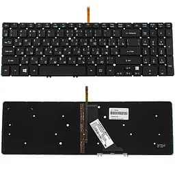Клавіатура для ноутбука ACER (AS: M3-581, M5-581, V5-531, V5-551, V5-571 series) rus, black, без фрейма, підсвічування клавіш - мініатюра 2