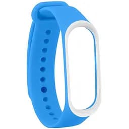 Ремінець Uwatch Double Color Replacement Silicone Band For Xiaomi Mi Band 3/4 Light Blue/White Line