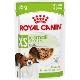 Влажный корм для взрослых собак миниатюрных размеров Royal Canin X-Small Adult кусочки в соусе 85 г