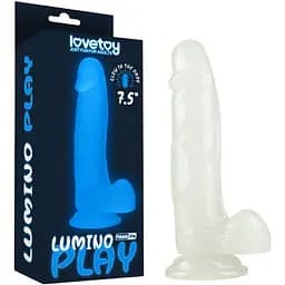 Неоновый фаллоимитатор LoveToy Lumino Play 19 см голубой