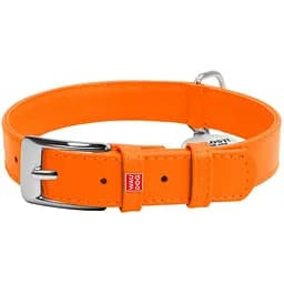 Ошейник для собак Waudog Glamour, кожаный, с QR паспортом, 38-49х2,5 см, оранжевый