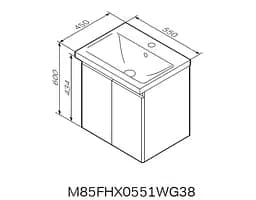 Тумба з раковиною AM.PM X-Joy підвісна 55, білий глянець M85-FHX0551-WC0551WG38, Білий - мініатюра 2