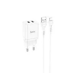 Адаптер мережевий HOCO Lightning Cable Maker dual port charger set N25 комплект 2 USB чорний - мініатюра 9
