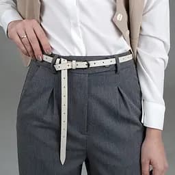 Ремень женский кожаный узкий с дырочками SF-1545 молочный (125 см)