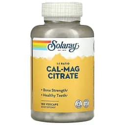 Кальций и магний Solaray Cal-Mag Citrate High Potency 180 капсул