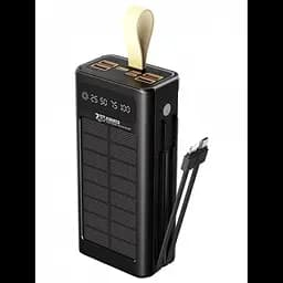 Power Bank 7GO GPW-09, ємність 30000 mAh, сонячна зарядка, вбудований кабель Lightning, LCD дисплей, чорний