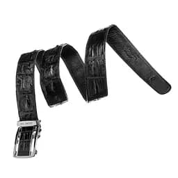 Ремінь-автомат CROCODILE LEATHER 18236 з натуральної шкіри крокодила (каймана) чорний 120 см - мініатюра 3