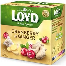 Чай фруктовий Loyd Oyd Cranberry&Ginger журавлина імбир 40 г (20 шт. х 2 г) (3103566) - мініатюра 4