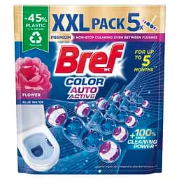 Туалетний блок для унітазу Bref Color Auto Active Квіткова свіжість 250 г (5 шт. х 50 г)