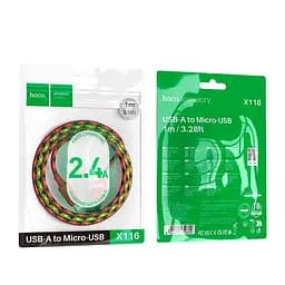 Кабель Hoco Micro USB Meridian charging data cable X116 1 м 2.4A - мініатюра 2