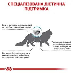 Сухий дієтичний корм Royal Canin Skin&Coat для кішок після стерилізації при дерматозі та випадінні шерсті, 400 г (1323004) - мініатюра 5