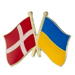 Подвійний значок пін "Україна - Данія" 25 х 19 мм (00106)