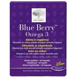 Витамины для глаз New Nordic Blue Berry Omega 3 средство для улучшения зрения 60 капсул