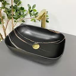 Умивальник VBI Ravenna black stone matt накладний VBI-011214, Чорний матовий - мініатюра 4