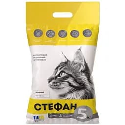 Наповнювач для котячих туалетів Стефан бентонітовий дрібний 0.4-1.5 мм 5 кг жовтий