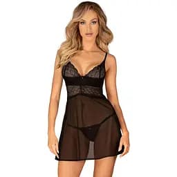 Пеньюар та трусики Obsessive Chemeris babydoll & thong M/L