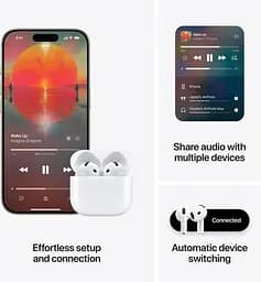 Bluetooth-гарнiтура Apple AirPods 4 with Active Noise Cancellation White (MXP93ZE/A) - мініатюра 5