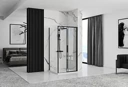 Душова кабіна Rea Rapid Slide 80x140 black REA-K6421 + REA-K6404, Чорний матовий, Універсальна, прозрачний, Чорний матовий - мініатюра 4