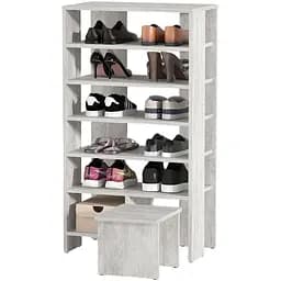 Полиця для взуття Flamecame висока з табуреткою з ДСП II F-79 Бетон