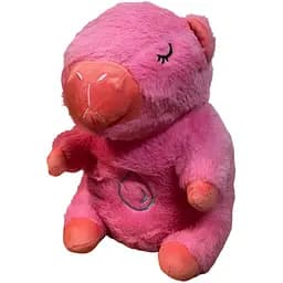 Мягкая игрушка для сна Капибара с музыкой, светом, имитацией дыхания 30 см розовая