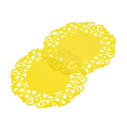 Підставка мереживна силіконова під гаряче килимок для чашки банки 15 см (комплект з 2 шт.), Kitchen Master Жовтий 85115