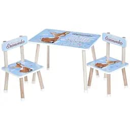 Дитячий столик Bambi Оленятко M 501-13 дерев'яний з двома стільчиками таблиця множення