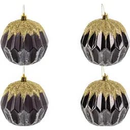 Набір ялинкових прикрас Elen Dekor 10 см 4 шт. чорний з золотим (822-008)