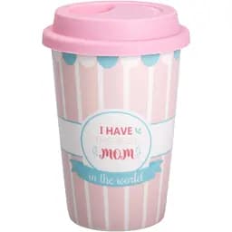 Склянка керамічна Liling Rongxiang Ceramic i have the best mom з силіконовою кришкою 420 мл RX-N240288HM