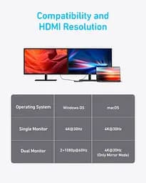 Перехідник Anker USB-C Hub - 7-in-1 - PD in 100W, 2xHDMI, 4xUSB-A Black (7255315) - мініатюра 5