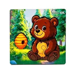 Дерев'яний пазл-вкладиш "Лісовий ведмедик" PuzzleOK Puz-88754 А6, 4 елементи