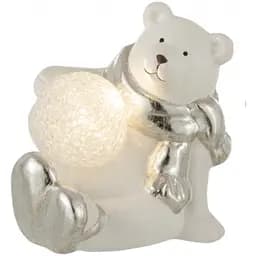 Статуэтка J-line Медведь новогодний с лед-подсветкой 13 см белый (16593)
