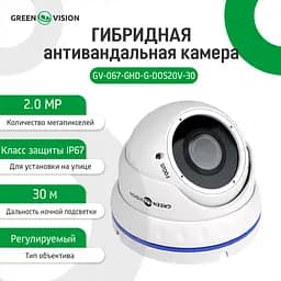 Гібридна антивандальна камера GV-067-GHD-G-DOS20V-30 1080P - мініатюра 2