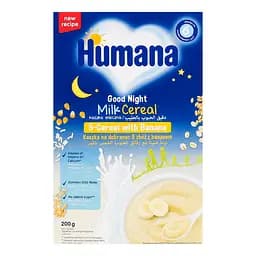 Уцінка. Каша молочна Humana Milk Cereal Good Night 5-Cereal with Banana Солодкі сни 5 злаків з бананом для дітей від 6 місяців 200 г  - мініатюра 2
