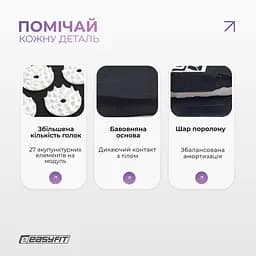 Масажний килимок Easyfit з подушкою (аплікатор Кузнєцова) Чорний з білим (EF-2709-BW) - мініатюра 4