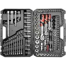 Набор торцевых головок Yato квадрат 1/2", 3/8", 1/4" с инструментами и насадками 120 шт. (YT-38801)